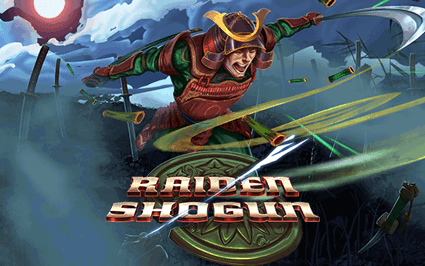 Raiden Shogun samurai artwork framed by bamboo and temple details